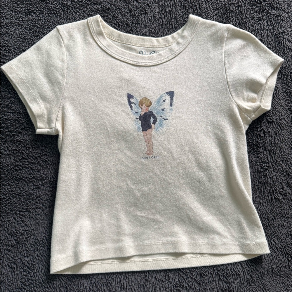 Brandy Melville Fairy ‘I Don’t Care’ Cropped Shirt